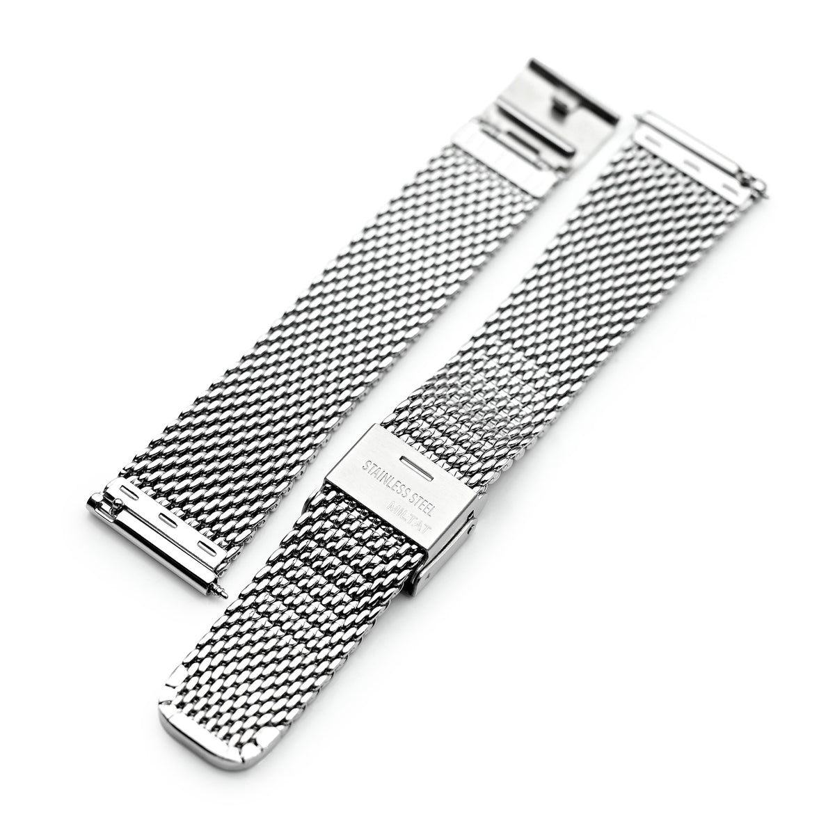 Quick Release Tapered Milanese Mesh Watch Band, 18mm, 19mm, 20mm, 21mm or 22mm, Polished