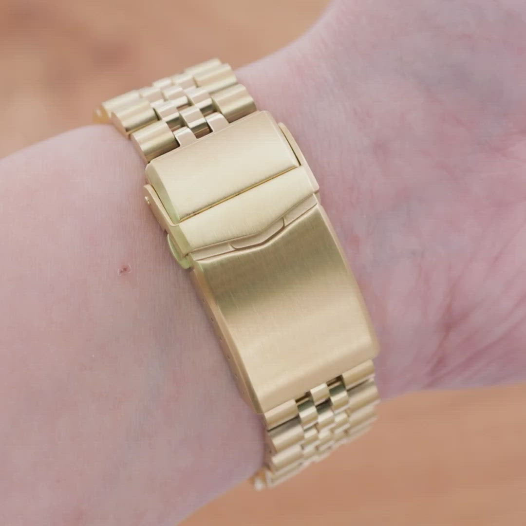 Super-J Louis 22mm Gold Stainless Steel Bracelet for Seiko Turtle SRPC44