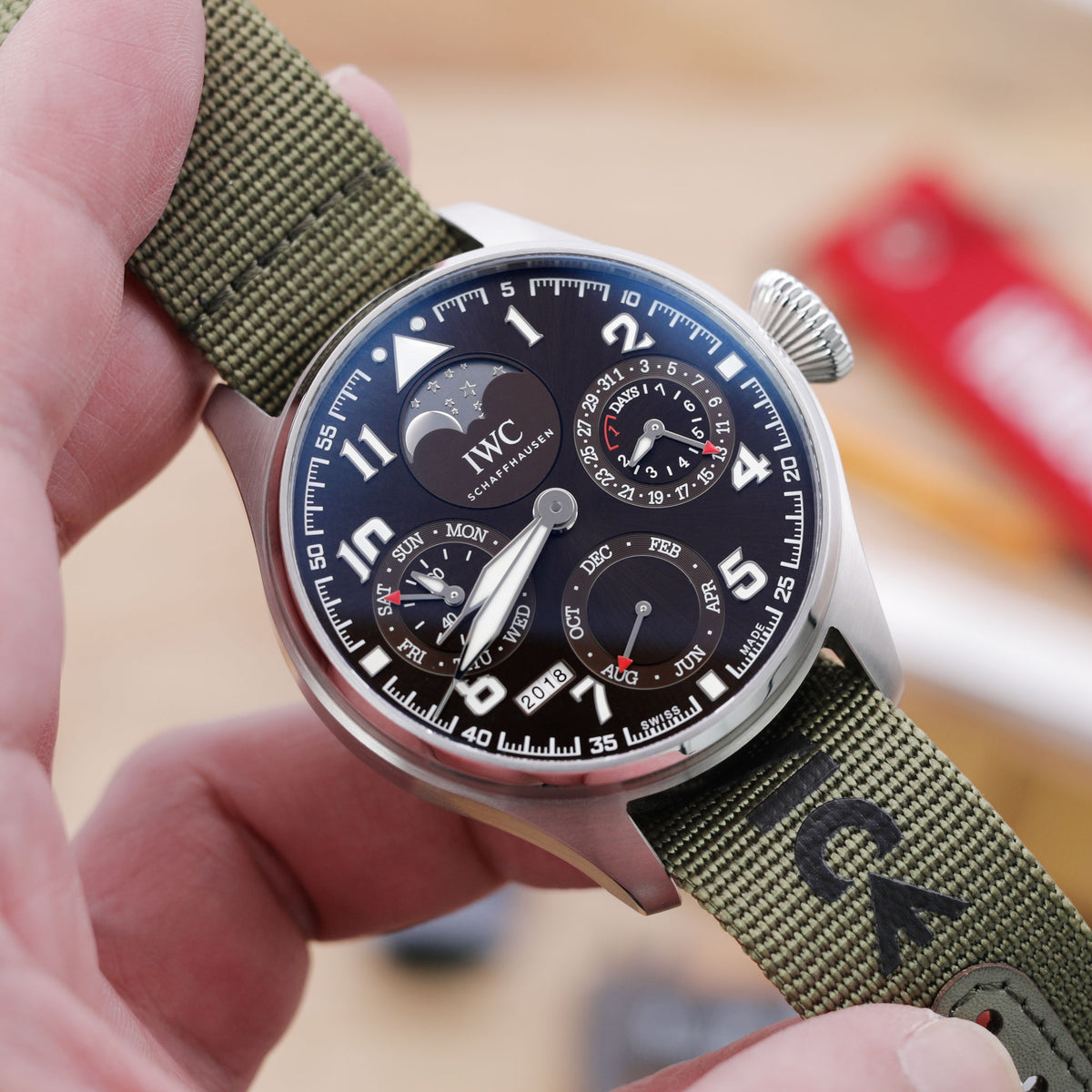 IWC Big Pilot's Watch Perpetual Calendar Antoine de Saint Exupéry IW503801 NATO watch strap by Strapcode