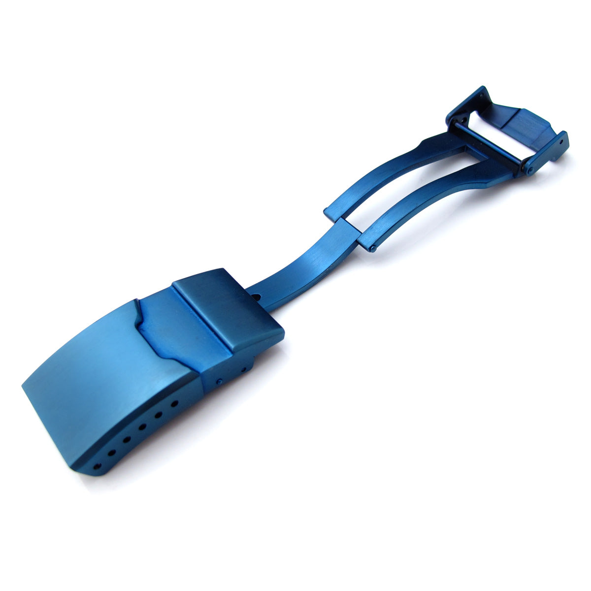 18mm 20mm or 22mm Stainless Steel Button Chamfer double locks Diver Clasp for Watch Band IP Blue Strapcode Buckles