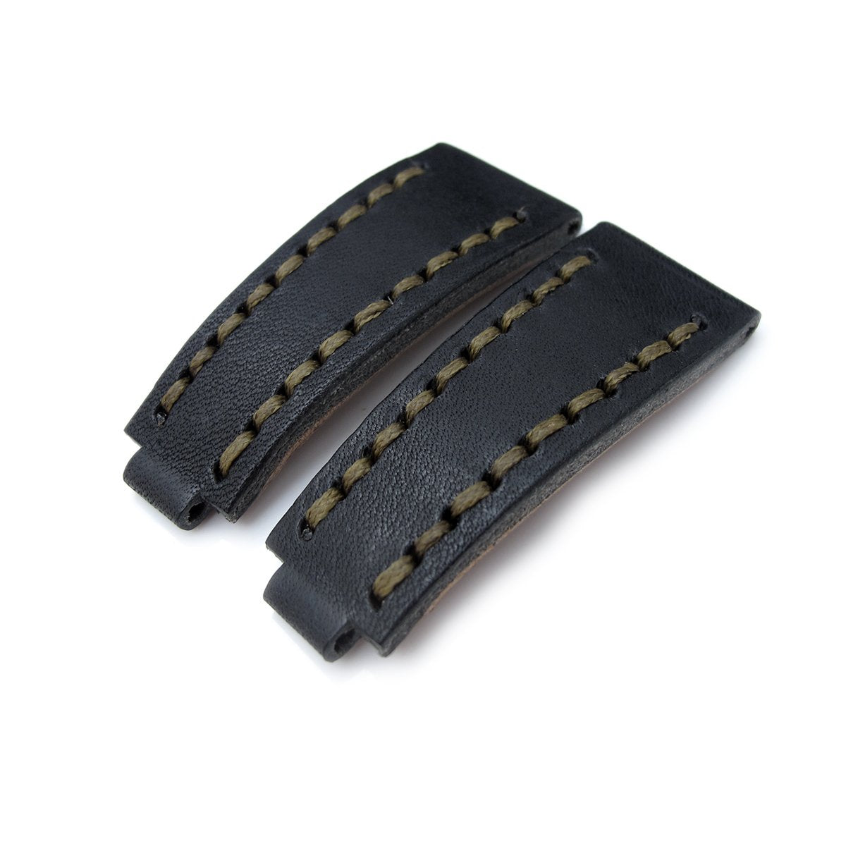 20mm MiLTAT RX Collection Watch Strap NERO Black Genuine Calf Green St. Tailor-made for RX SUB &amp; EXP Strapcode Watch Bands