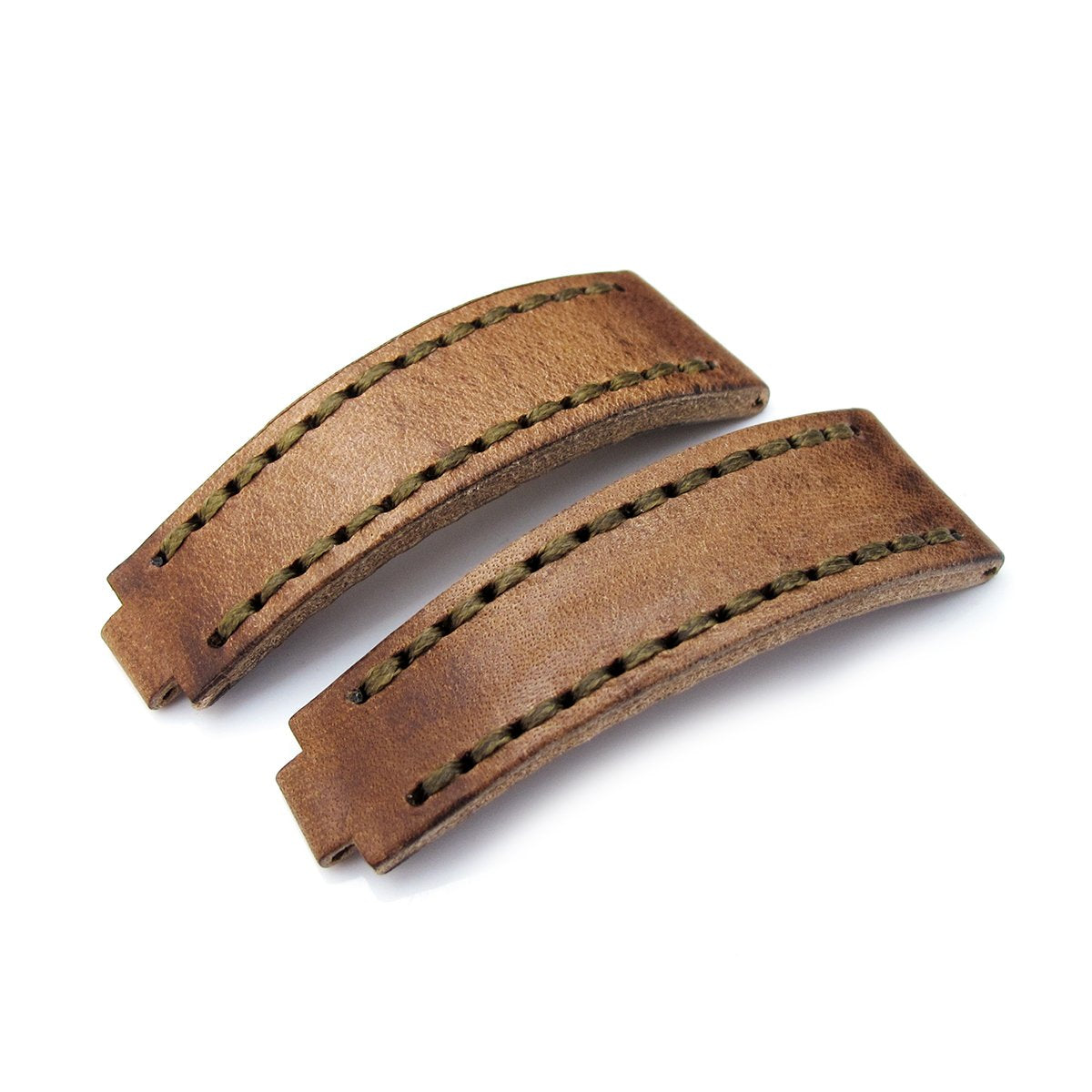 20mm MiLTAT RX Collection 'X' Watch Strap Matte Brown Pull Up Leather Military Green St. Tailor-made for RX SUB &amp; Ex Strapcode Watch Bands