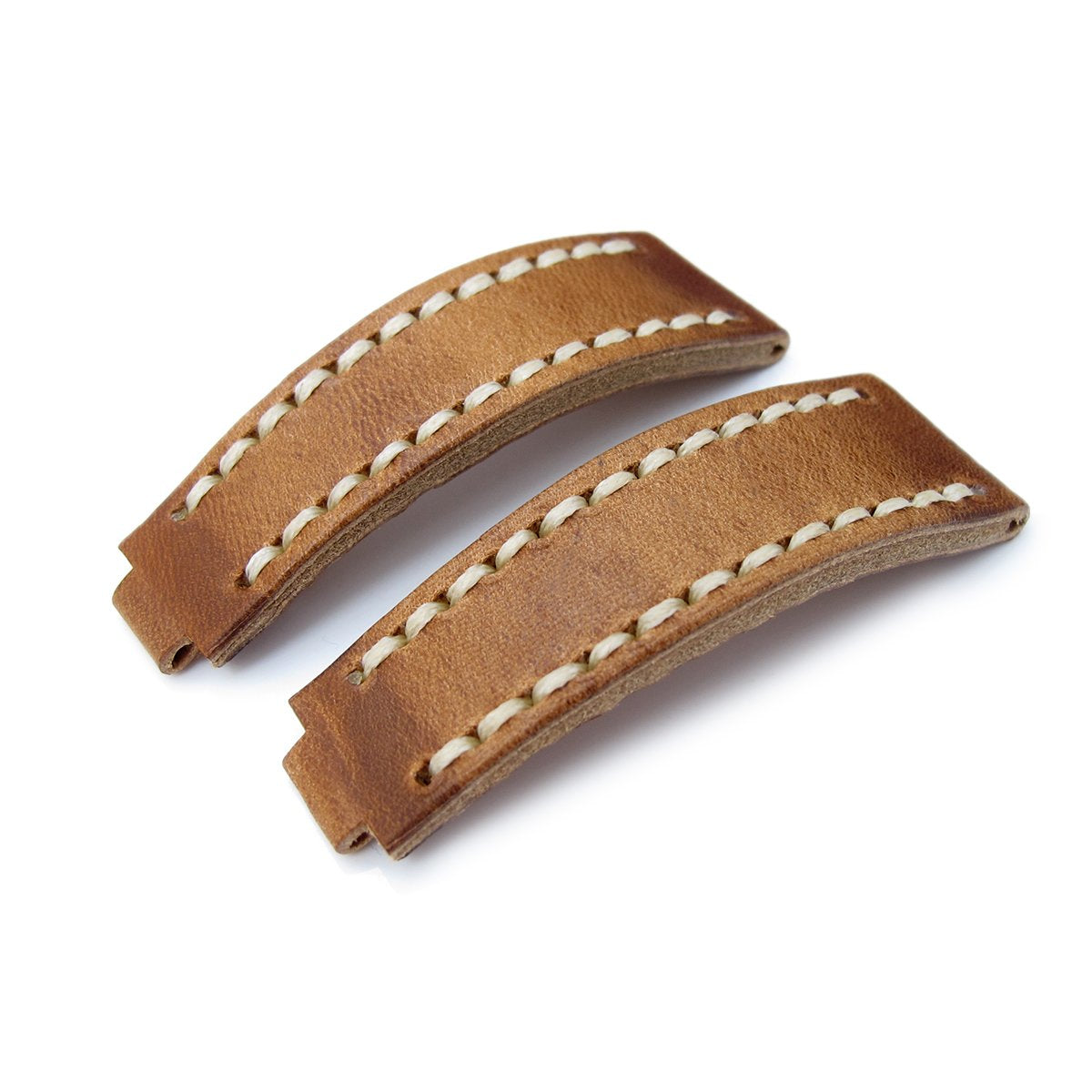 20mm MiLTAT RX Collection 'X' Watch Strap Matte Brown Pull Up Leather Beige St. Tailor-made for RX SUB &amp; EXP Strapcode Watch Bands