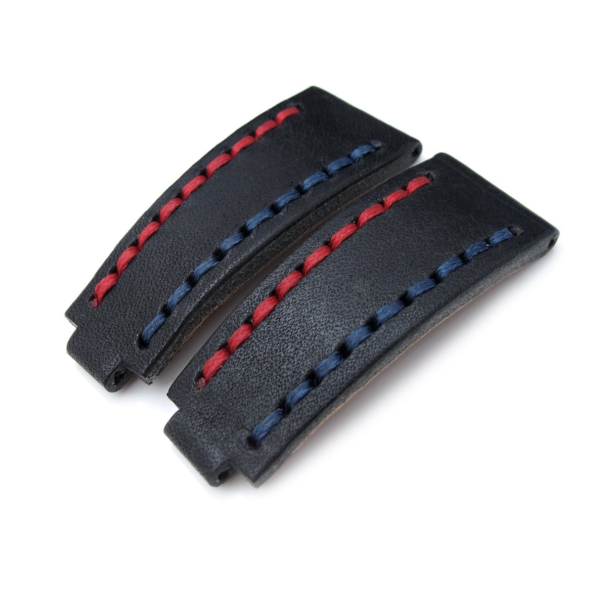 20mm MiLTAT RX 'X' Collection Watch Strap NERO Black Genuine Calf Red + Navy Blue St. Tailor-made for RX SUB &amp; Explo Strapcode Watch Bands