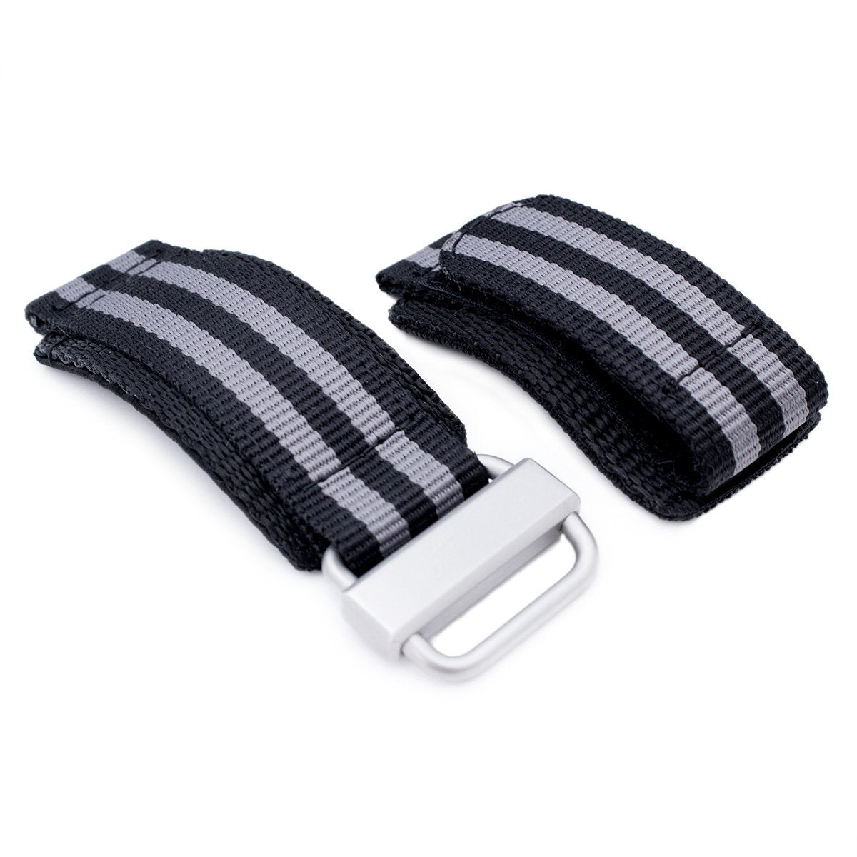 22mm MiLTAT Black &amp; Grey NyJBB Nylon Hoop and loop Fastener Watch Strap Sandblasted Buckle Strapcode Watch Bands