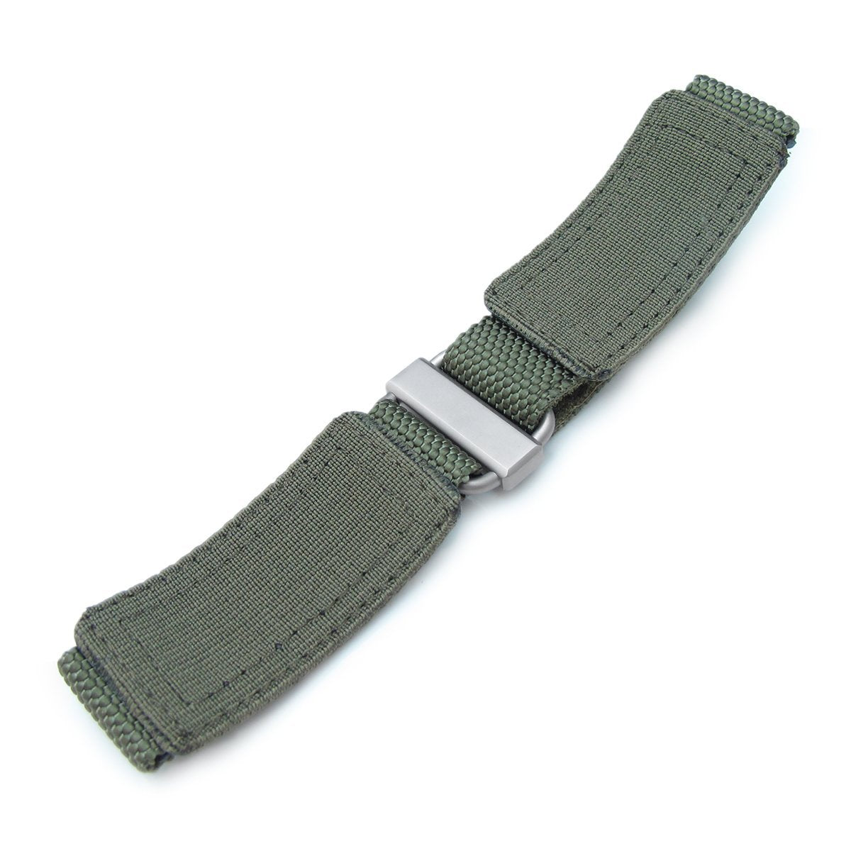 22mm MiLTAT Honeycomb Military Green Nylon Hoop and loop Fastener Watch Strap Brushed Stainless Buckle XL Strapcode Watch Bands