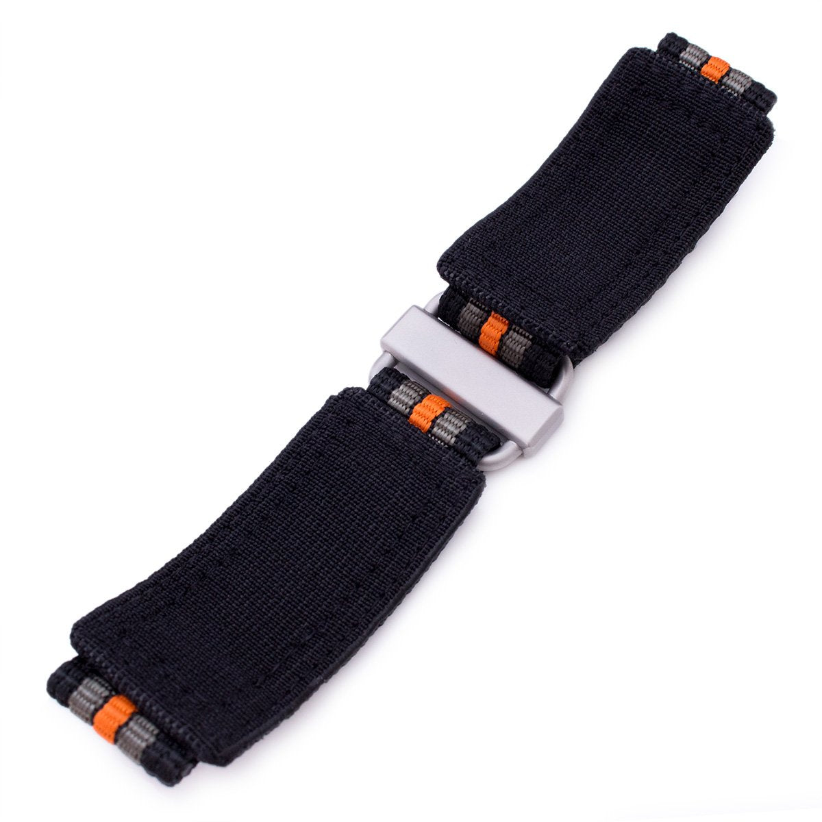 22mm MiLTAT Black Khaki &amp; Orange Stripes 3-D Nylon Hoop and loop Fastener Watch Strap Sandblasted Buckle Strapcode Watch Bands