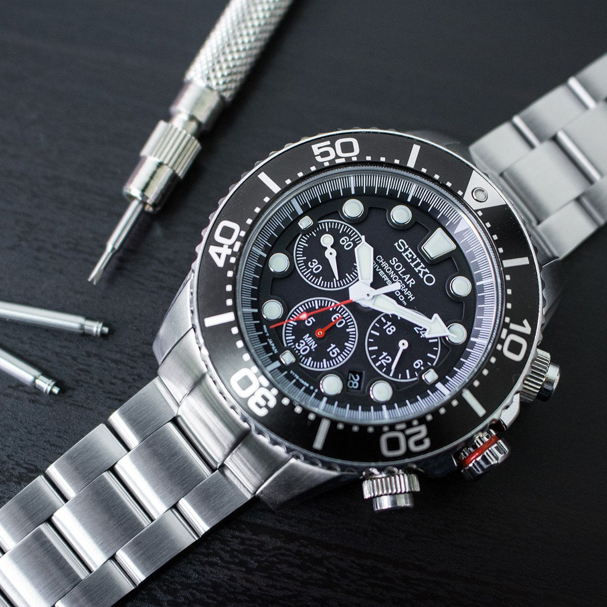 20mm Super-O Boyer Watch Band for Seiko Solar Power SSC015 316L SS SUB Clasp Strapcode Watch Bands