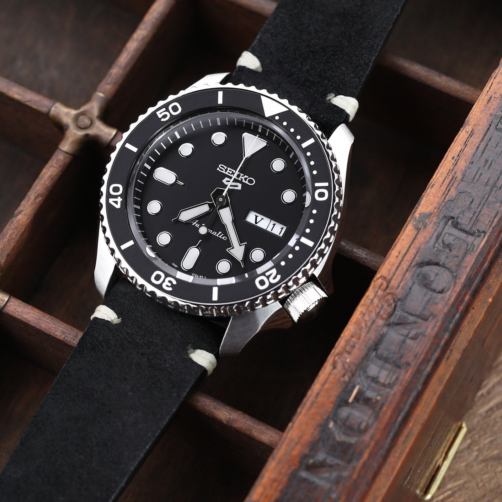 Seiko 5 Sports SRPD55K1 SBSA005 Black Sports Style new Cal. 4R36 Strapcode Watch Bands