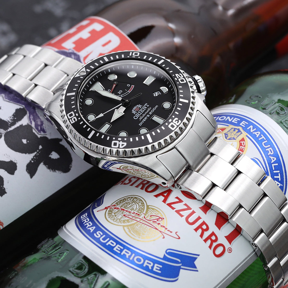 Orient RA-EL0001B00B Men Triton Black Dial Power Reserve Automatic Dive Watch Strapcode Watch Bands