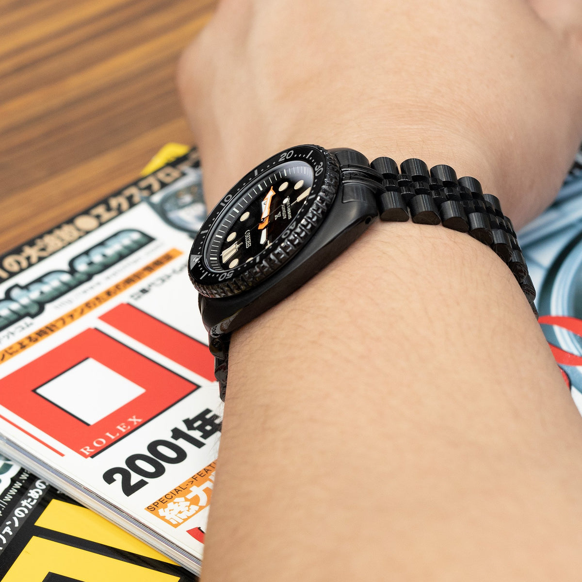 Seiko Watch Prospex Black Series Limited Edition New Turtle SRPC49K1 Strapcode Watch Bands