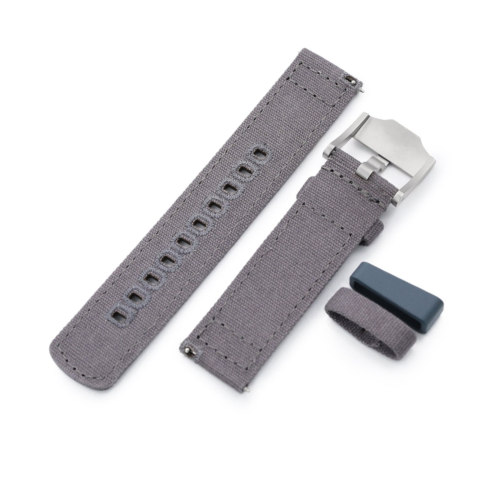 Ash Grey Quick Release Canvas Watch Strap 22mm or 20mm Strapcode Watch Bands