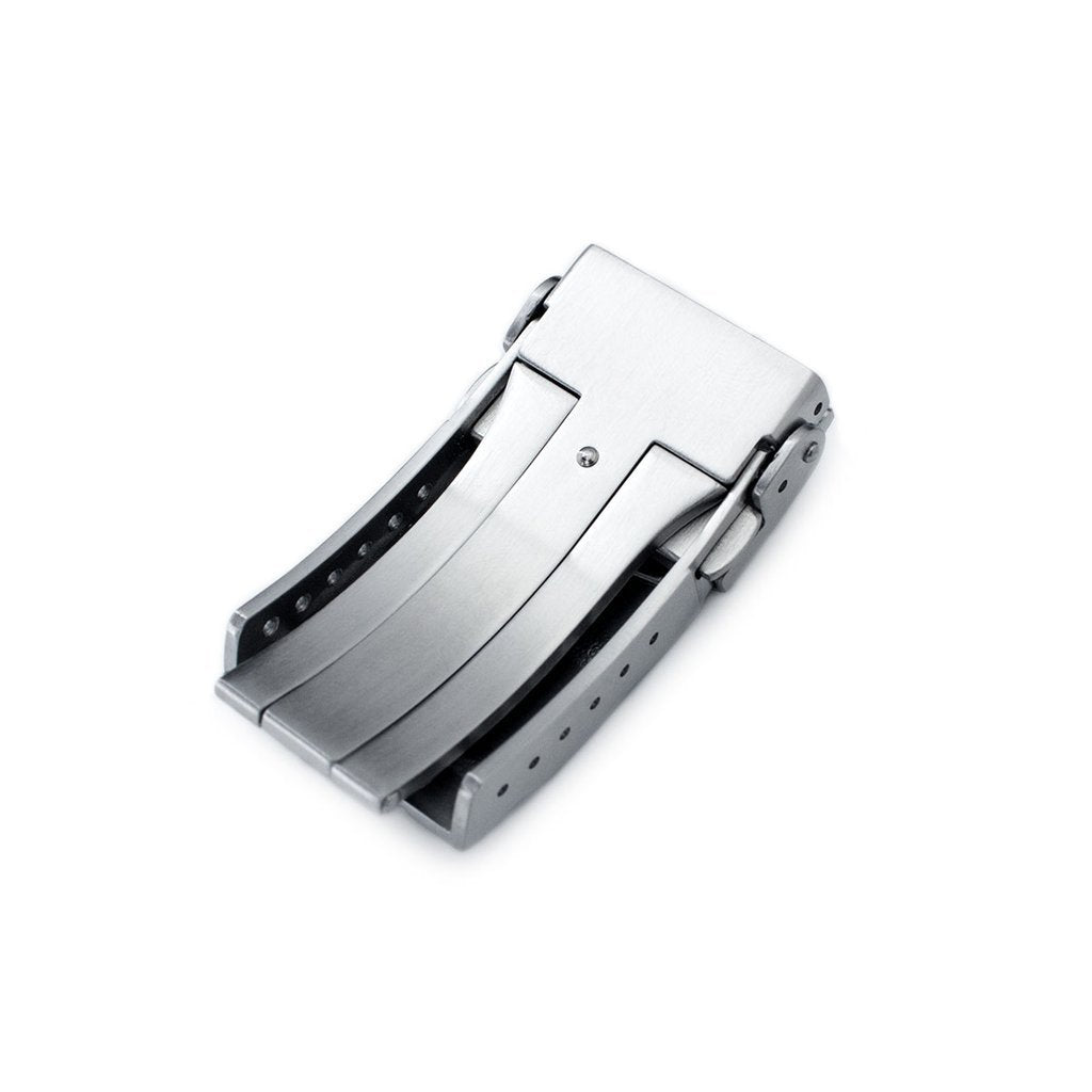 18mm Solid 316L Stainless Steel Double Locks SUB Diver Clasp Button Control 2-tone IP Polished Gold Strapcode Buckles