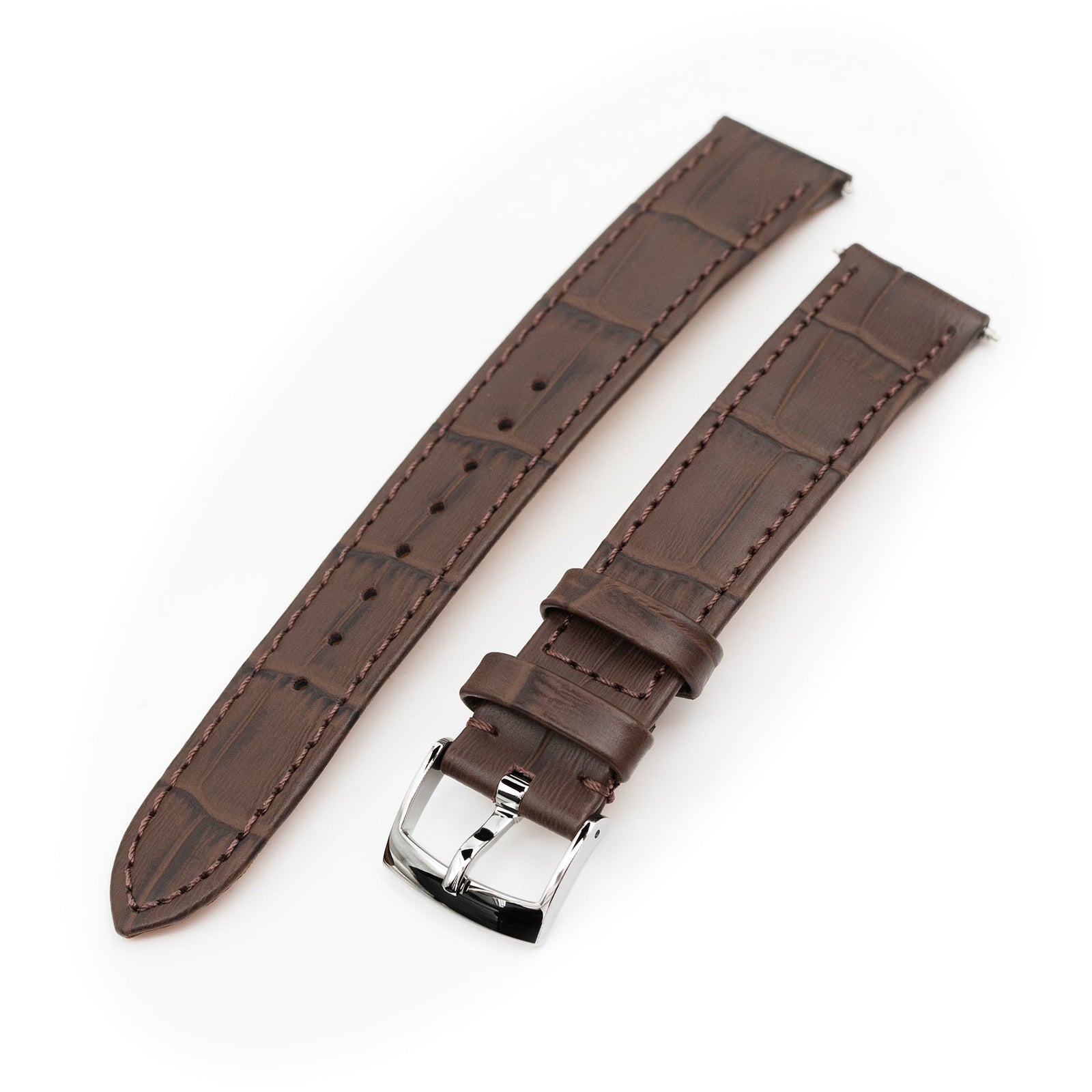 17mm Brown CrocoCalf (Italian Croco Grain) Flat Watch Band Strapcode Watch Bands