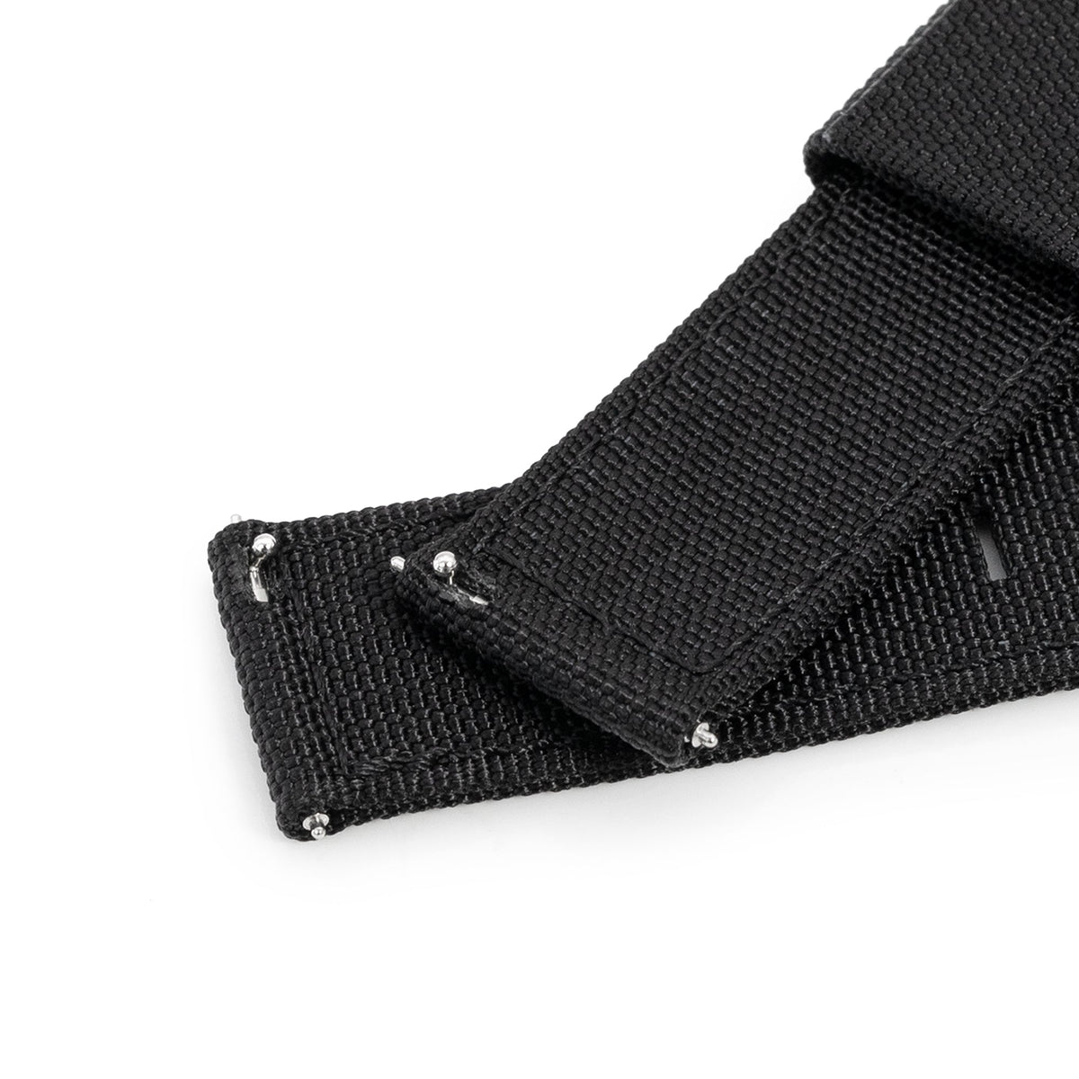 Q.R. 20mm 2-pcs Ribbed Nylon Watch Band, Black Strapcode Watch Bands