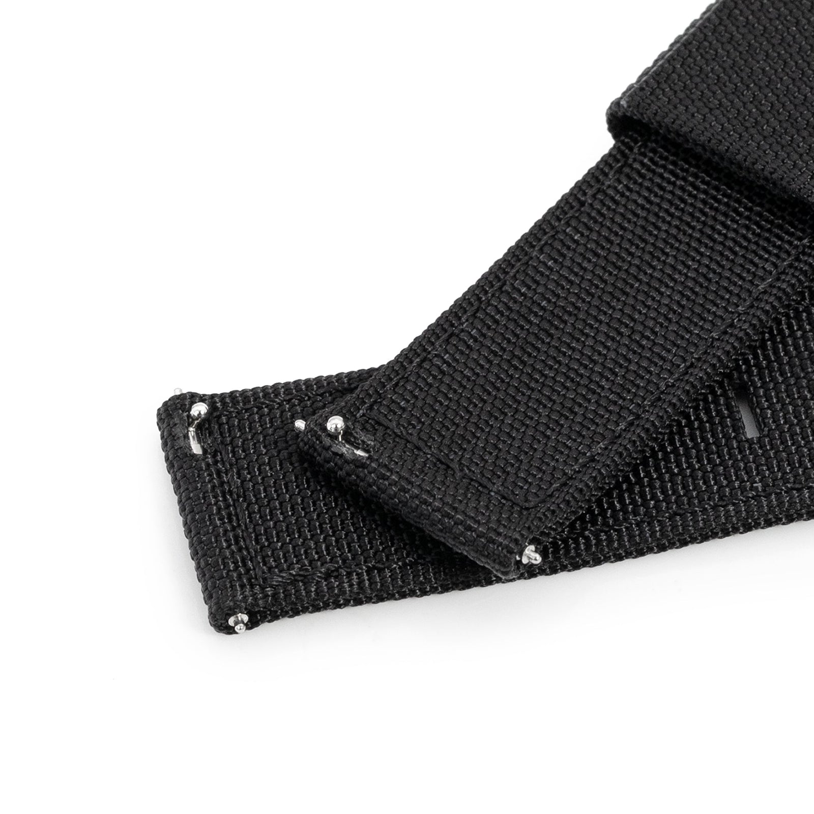 Q.R. 20mm 2-pcs Ribbed Nylon Watch Band, Black Strapcode Watch Bands