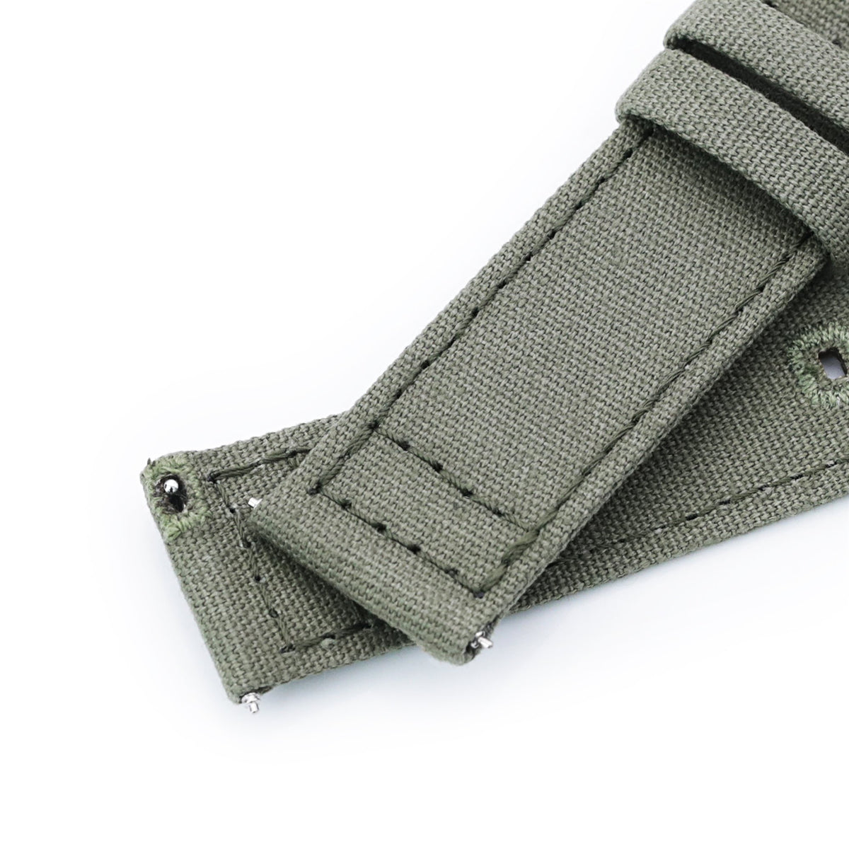 Straight Quick Release Canvas Watch Strap in Military Green, 20mm or 22mm Strapcode Watch Bands