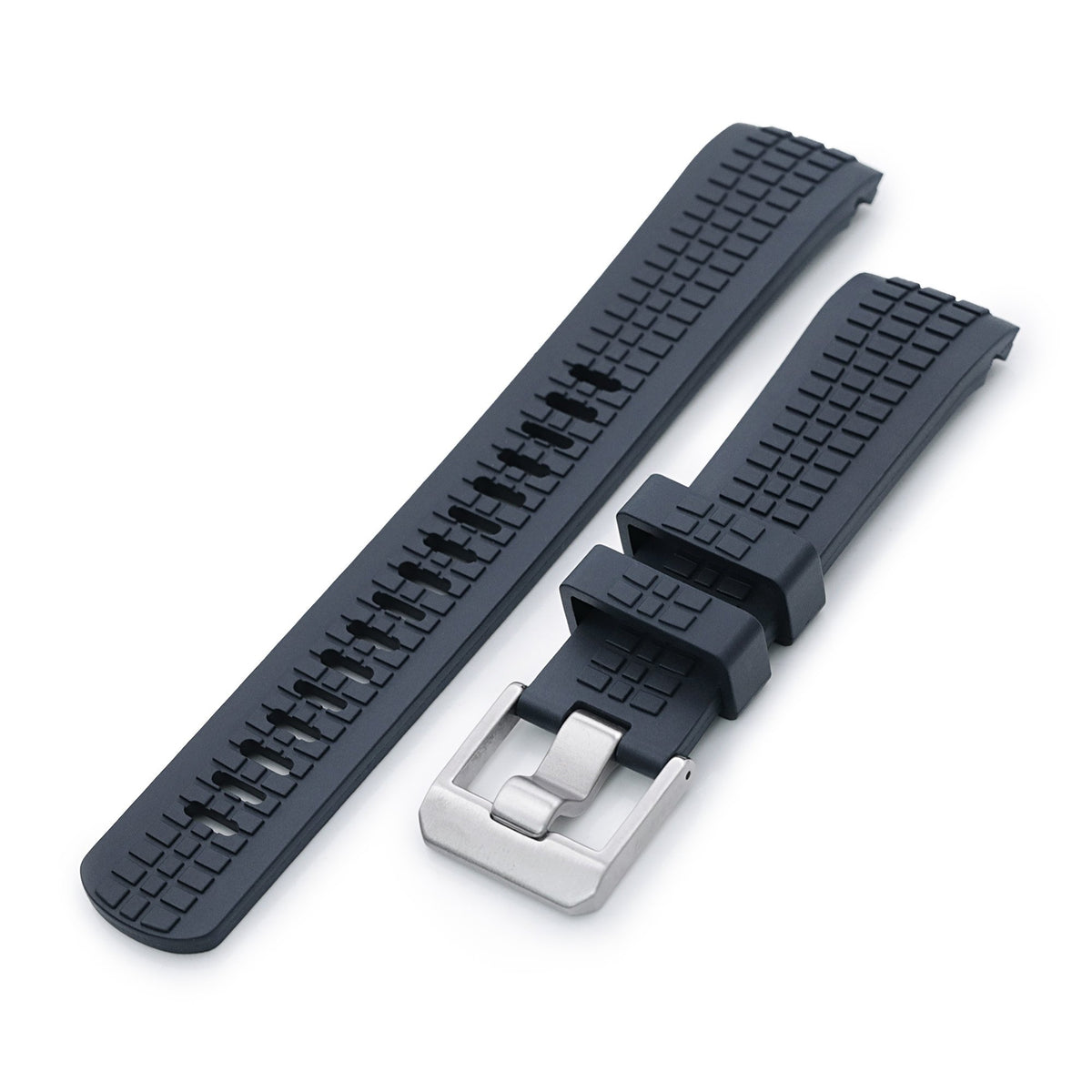 22mm Crafter Blue - CB12 Navy Blue Rubber Curved Lug Watch Strap compatible with Seiko new Turtles SRP777 Strapcode Watch Bands