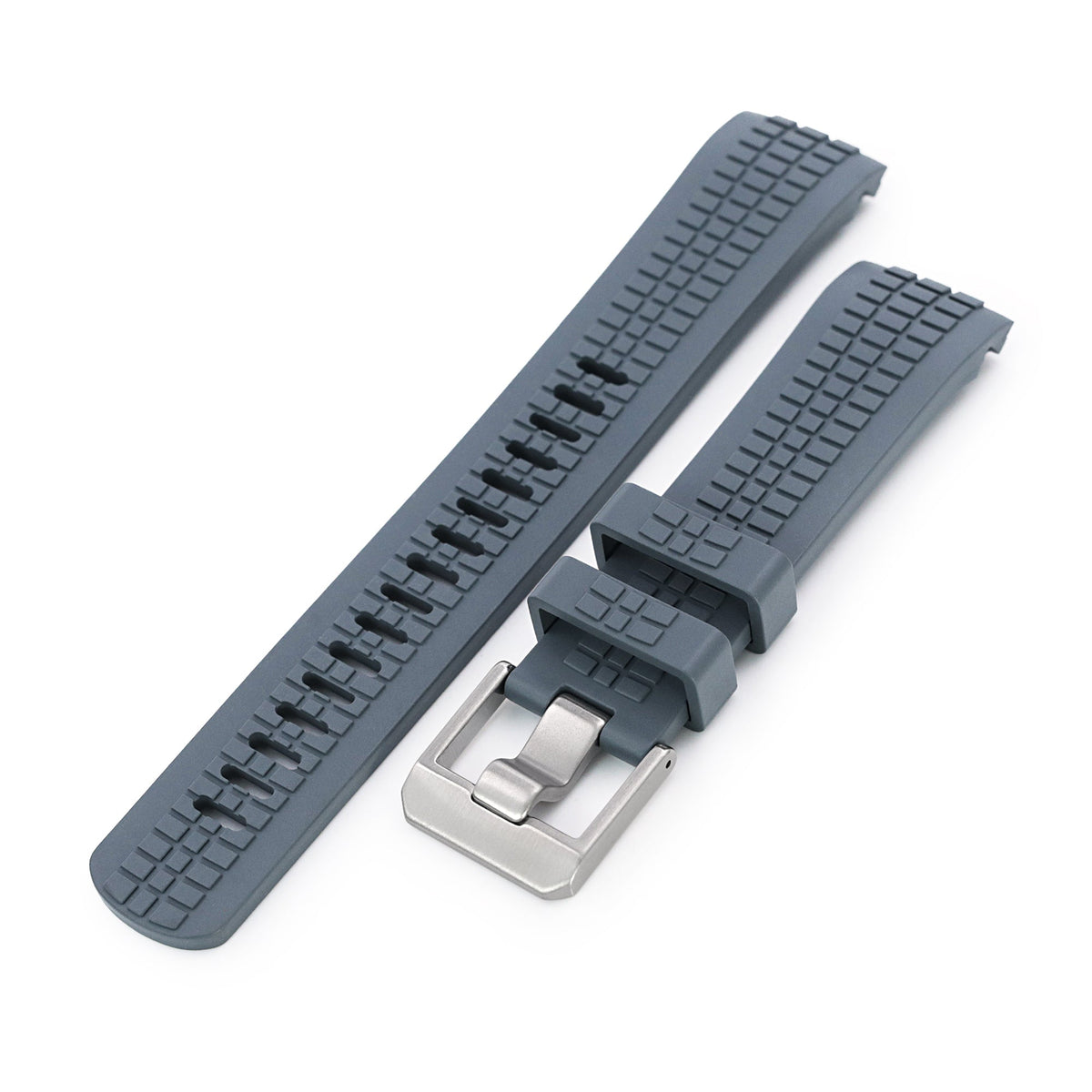 22mm Crafter Blue - CB12 Grey Rubber Curved Lug Watch Strap compatible with Seiko new Turtles SRP777 Strapcode Watch Bands