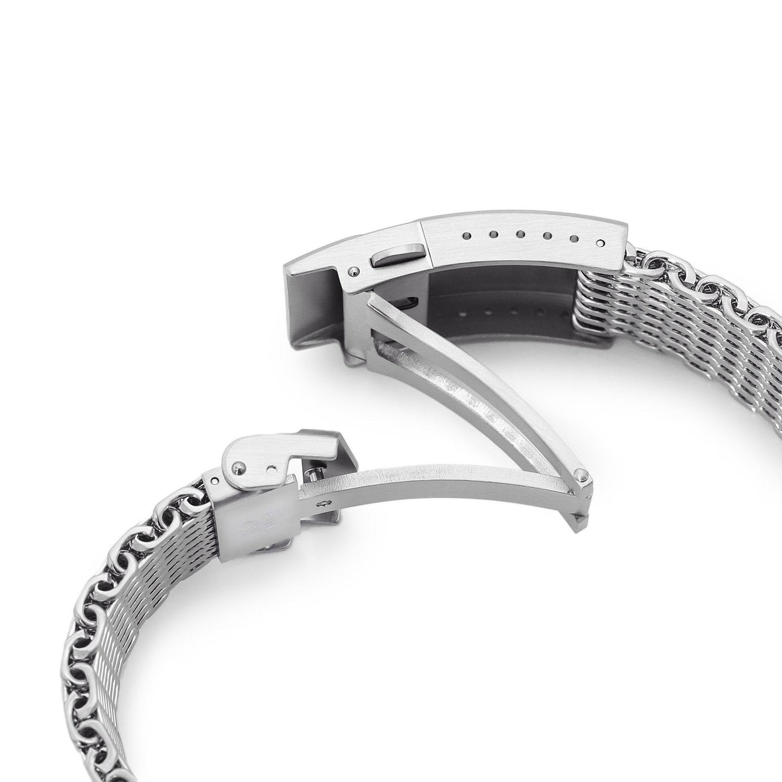 20mm Tapered Shark Mesh Stainless Steel Bracelet with V-Clasp