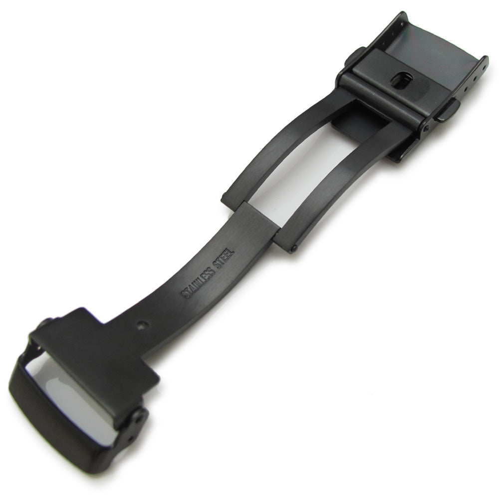 18mm Stainless Steel Diver Clasp Double Lock Button Diver Buckle, Diamond-like Carbon (DLC coating) Strapcode Watch Bands