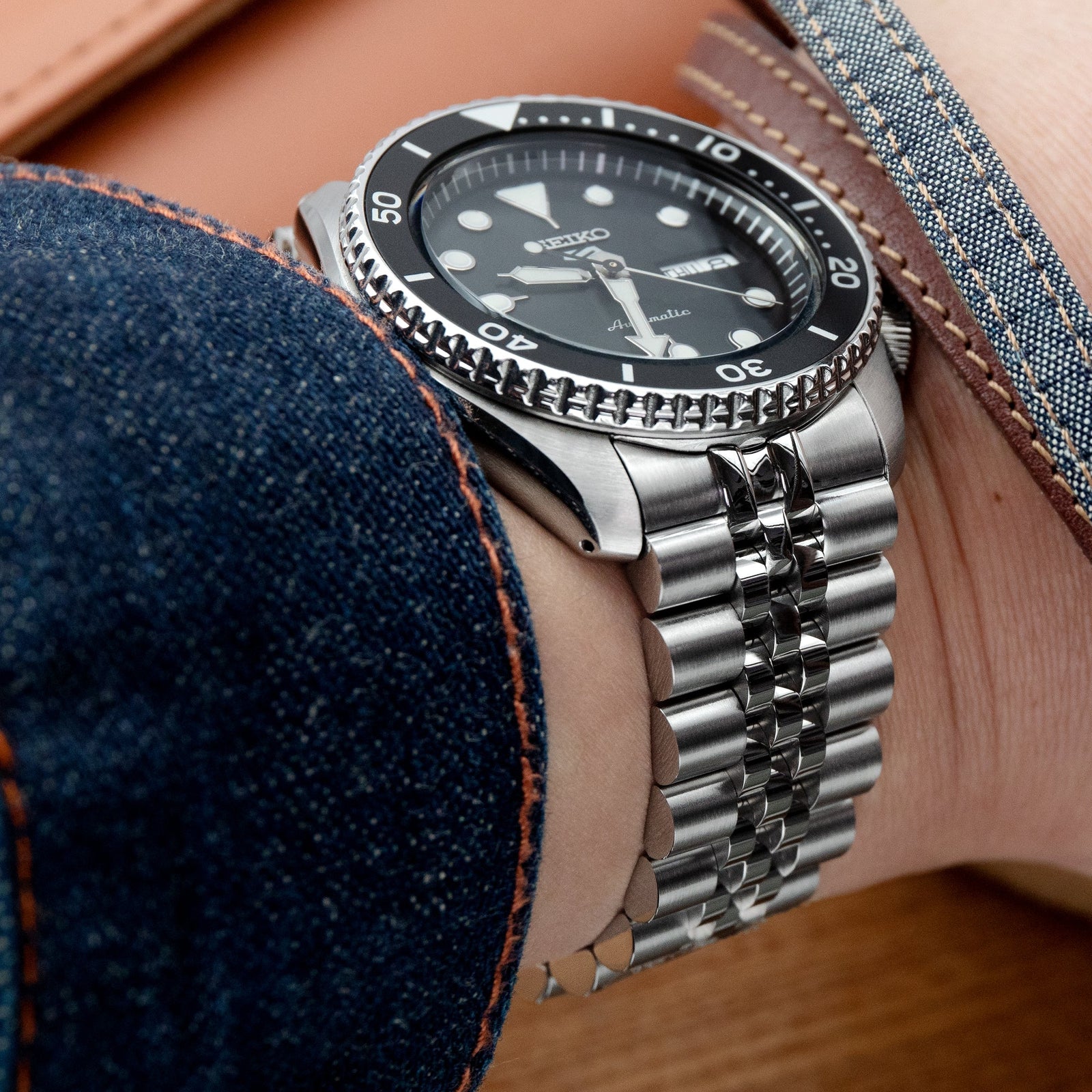 Seiko 5 Sports  SRPD55K1/ SBSA005 Black Sports Style new Cal. 4R36 Strapcode Watch Bands