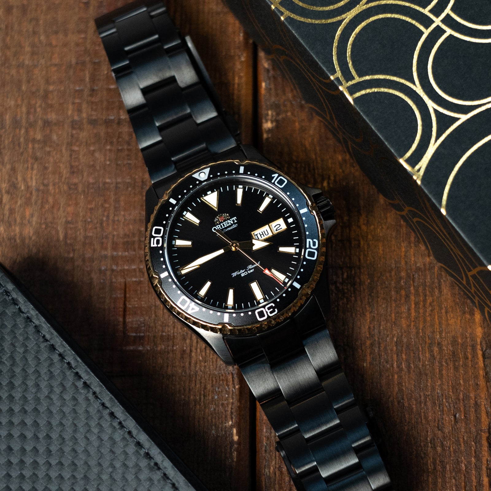 Super-O Boyer 22mm Black DLC Stainless Steel Bracelet for Orient Kamasu