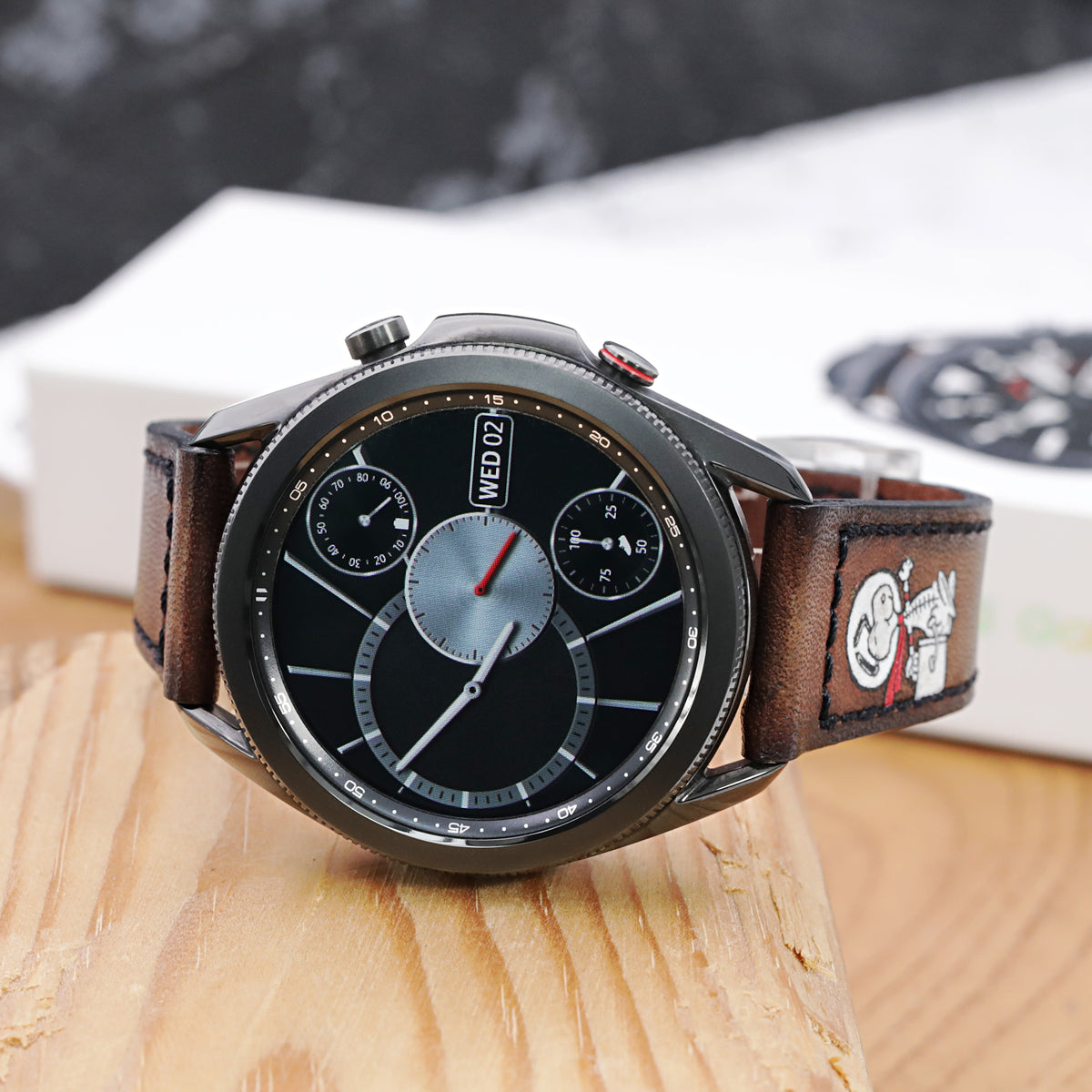 22mm Gunny X MT Dark Brown Handmade Quick Release Leather Watch Strap - Minimalist Snoopy