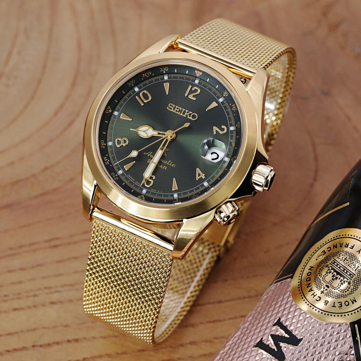 Seiko Prospex Alpinist Sunbeam Forest SPB210J1 by Strapcode watch bands