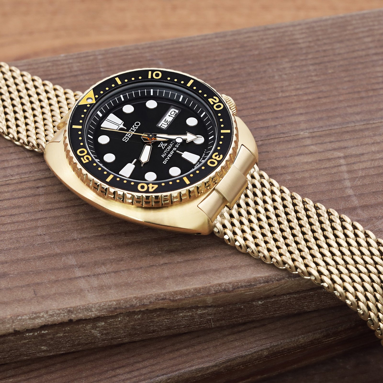 Seiko Watch Prospex Black Gold Turtle Special Edition SRPD46K1 Strapcode Watch Bands