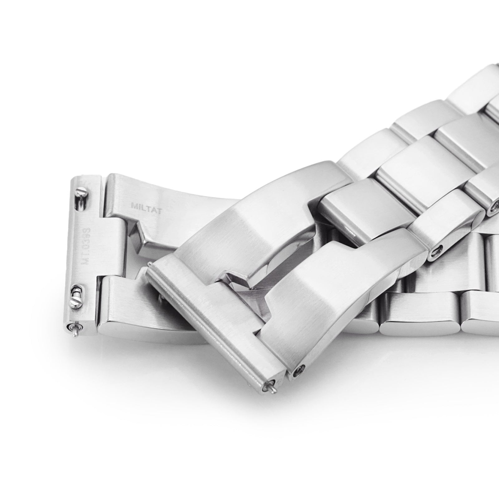 22mm Retro Shaver Blade QR Watch Band Straight End Quick Release, 316L Stainless Steel Brushed V-Clasp Strapcode Watch Bands