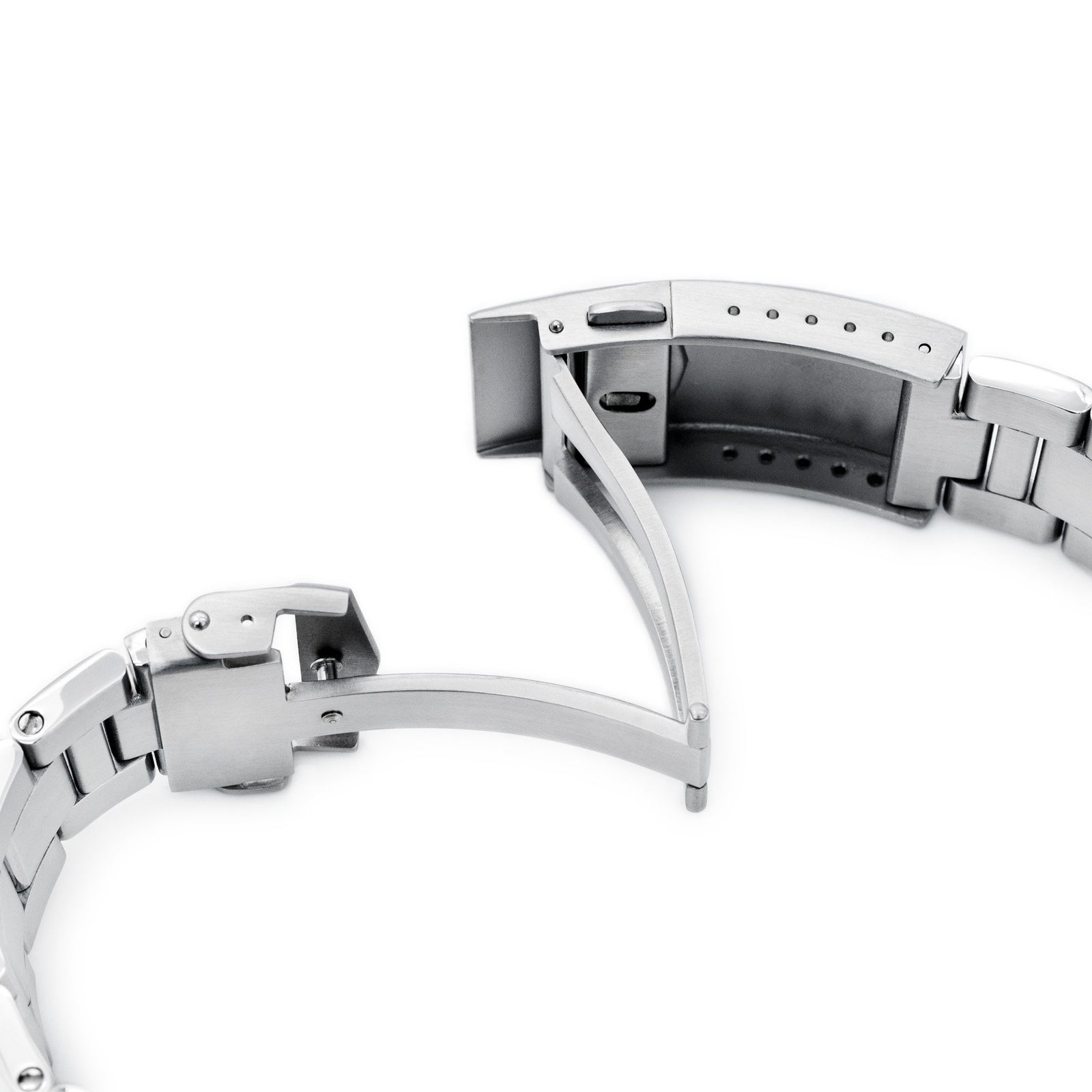 22mm Retro Shaver Blade QR Watch Band Straight End Quick Release, 316L Stainless Steel Brushed V-Clasp Strapcode Watch Bands